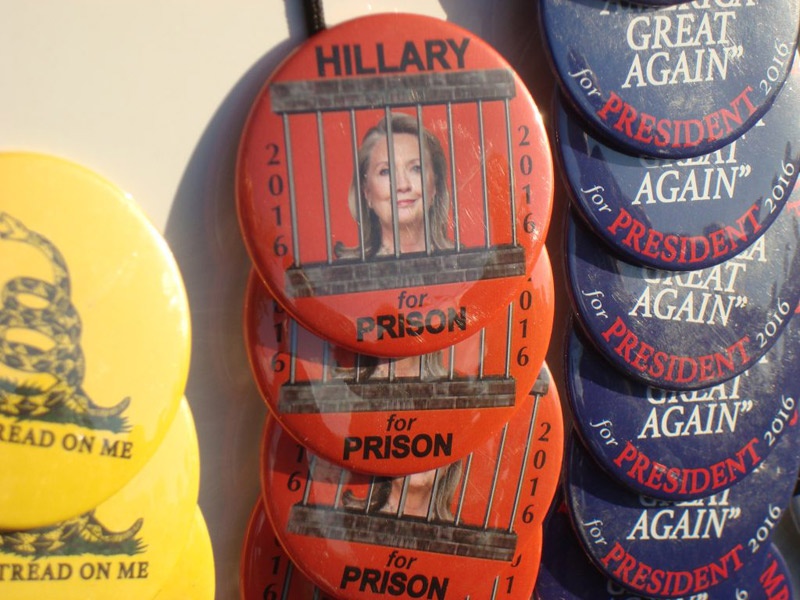 Trump Rally Hillary buttons